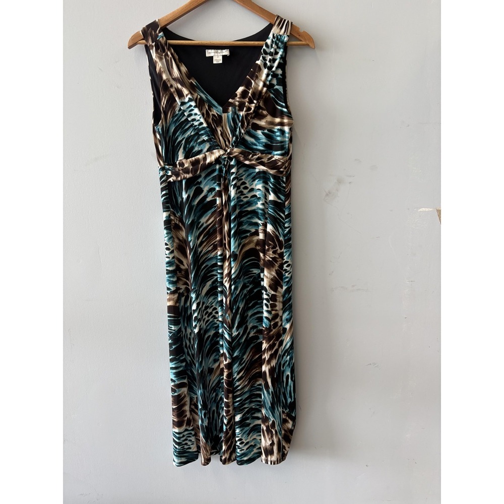 Christopher‎ & Banks Dress Womens M Multicolor Animal Print V Neck Midi Sundress
